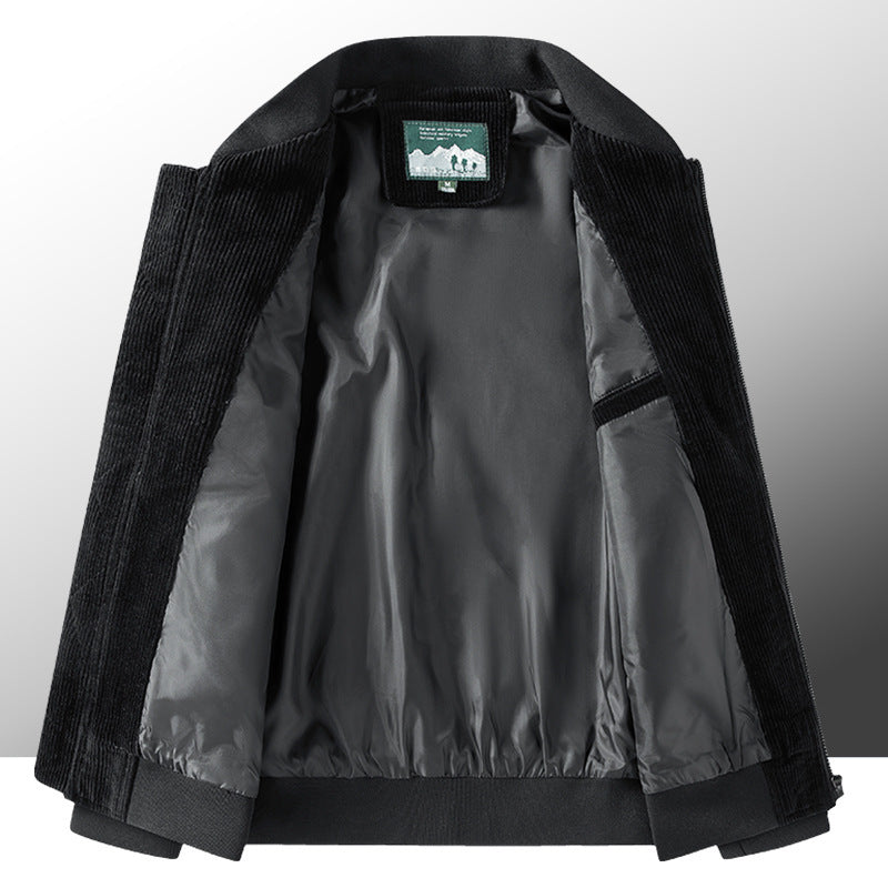 Men's corduroy bomber jacket with lightweight thermal lining and utility arm pocket Mune Fashion