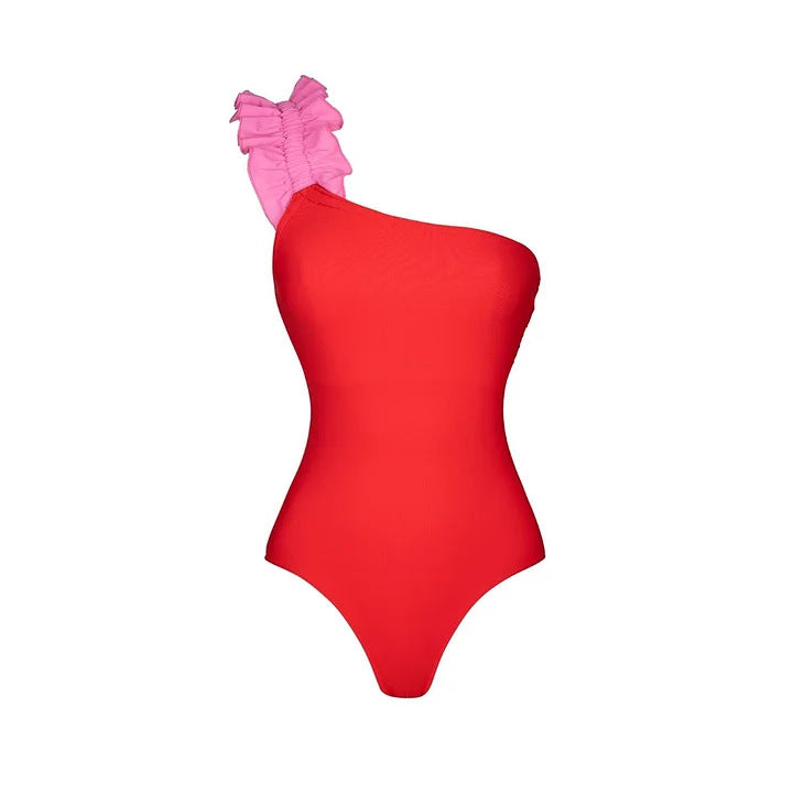 Women's One-Sided Swimsuit with Ruffle Details Mune Fashion