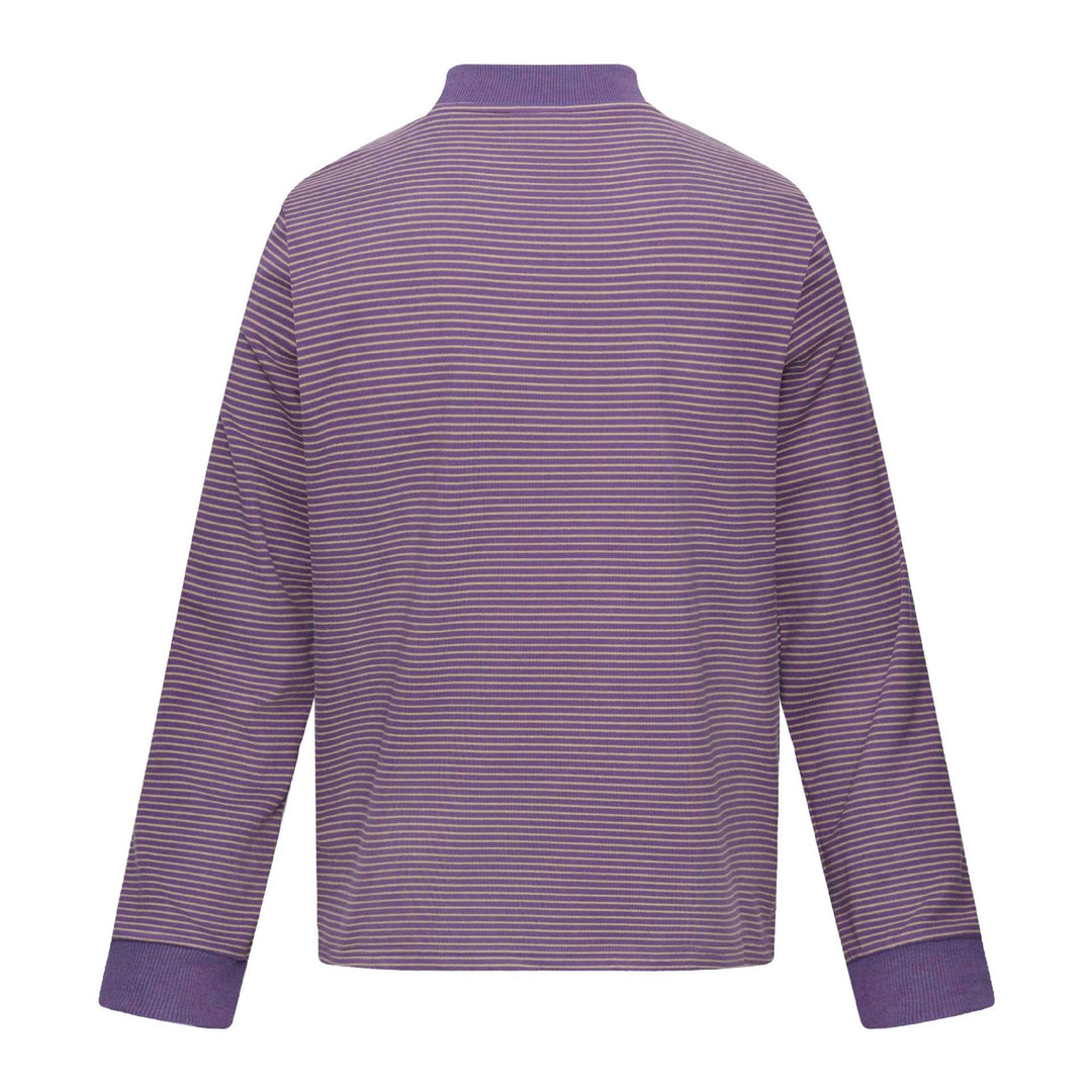 Unisex Striped Long Sleeve with Stand Collar, Oversize Cut and Cat Print Mune Fashion
