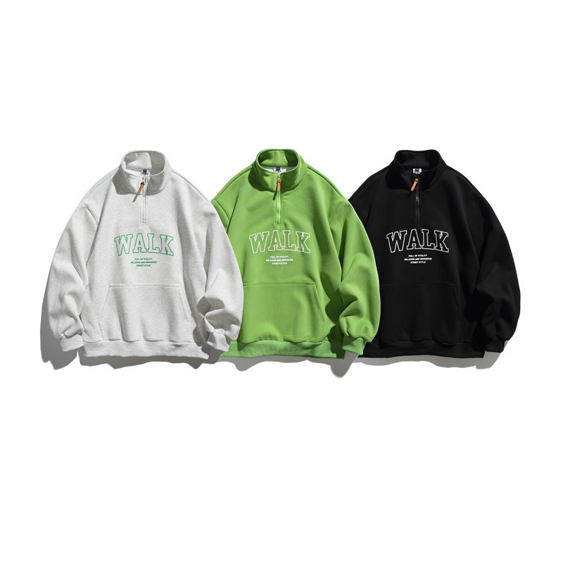 Unisex Oversize-Fleece-Halfzip-Sweatshirt with Stand-Up Collar and Kangaroo Pocket Mune Fashion