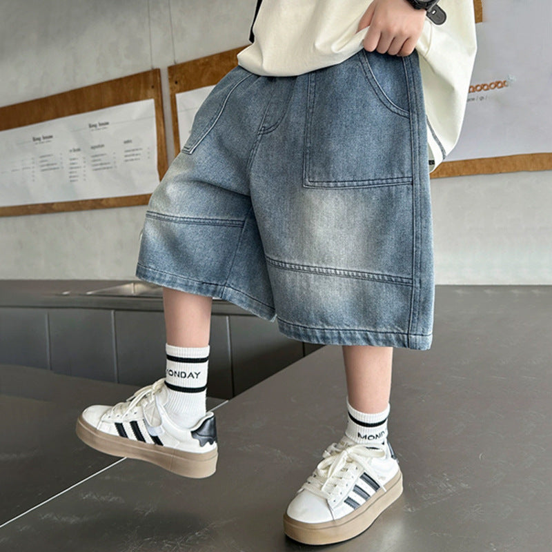 Boys casual denim shorts with large pockets Mune Fashion