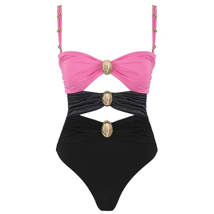 Ladies' one-piece swimsuit with fashionable lacing details and chic beach maxi skirts Mune Fashion