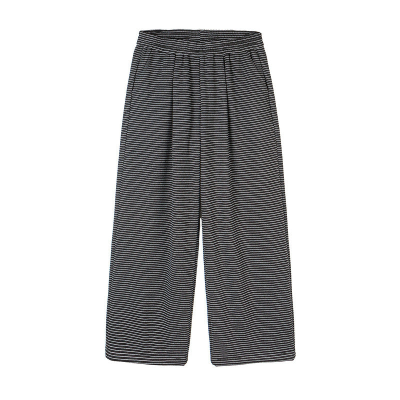 Women's culotte pants with wide leg, high waistband, and fine stripe pattern Mune Fashion