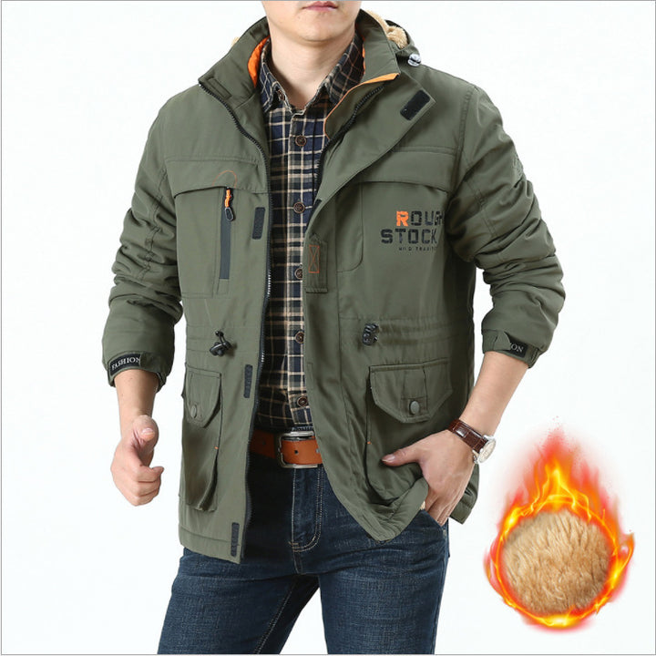 Men's Thermally Insulated Field Parka with Teddy Lining, Hood and Multifunction Pockets Mune Fashion