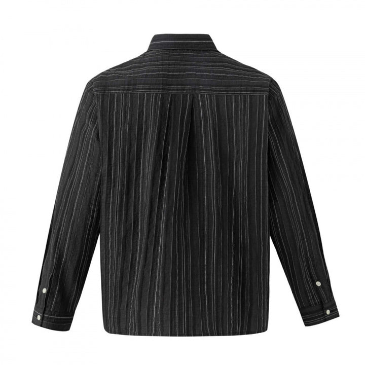 Men's Lightweight Linen Blend Shirt with Fine Stripes and Kent Collar Mune Fashion