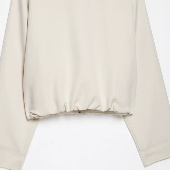 Women’s short-cut boxy blouson with high stand-up collar and dropped shoulders Mune Fashion