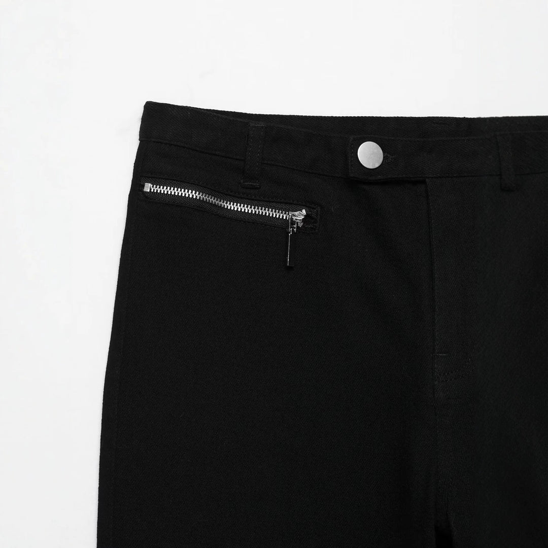 Women's Short-Cut Slim-Fit Ankle-Length Fabric Pants with Zipper Pockets Mune Fashion