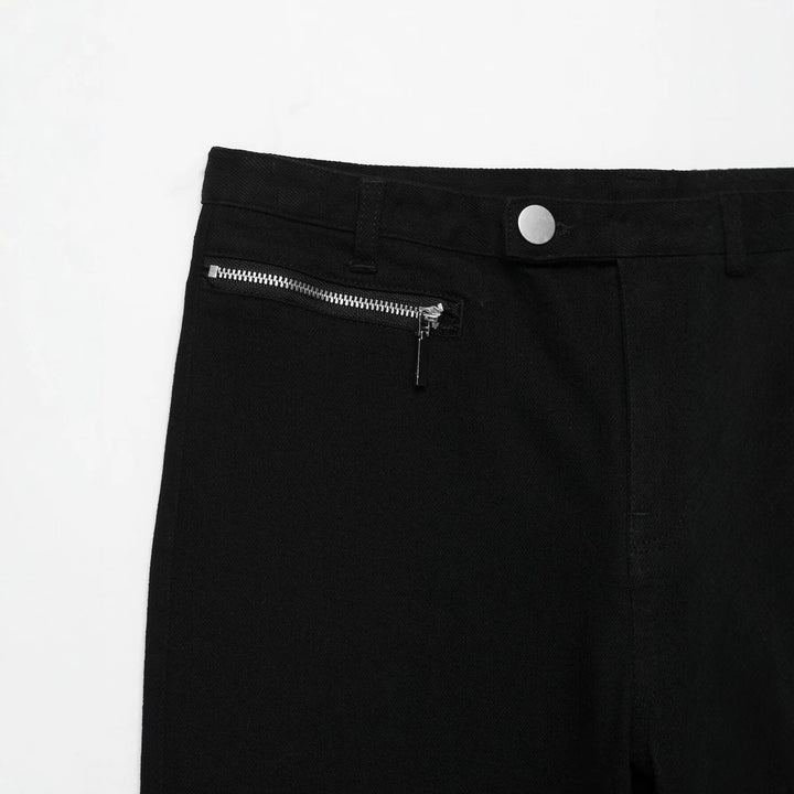 Women's Short-Cut Slim-Fit Ankle-Length Fabric Pants with Zipper Pockets Mune Fashion