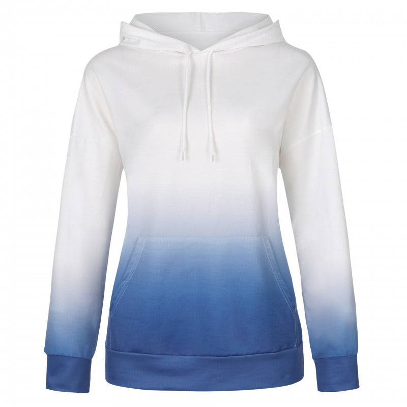Women Oversized Hoodie with Dip-Dye Gradient and Kangaroo Pocket Mune Fashion