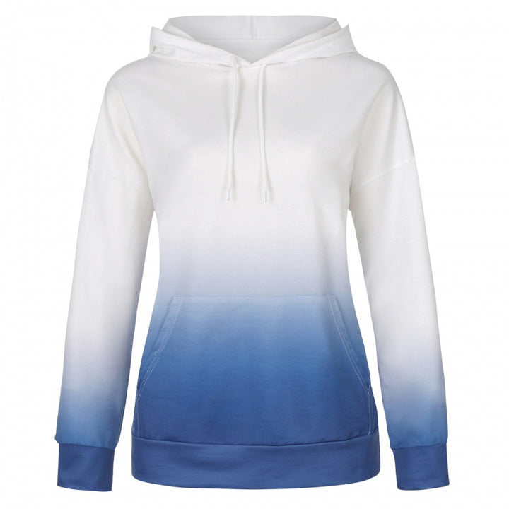 Women Oversized Hoodie with Dip-Dye Gradient and Kangaroo Pocket Mune Fashion