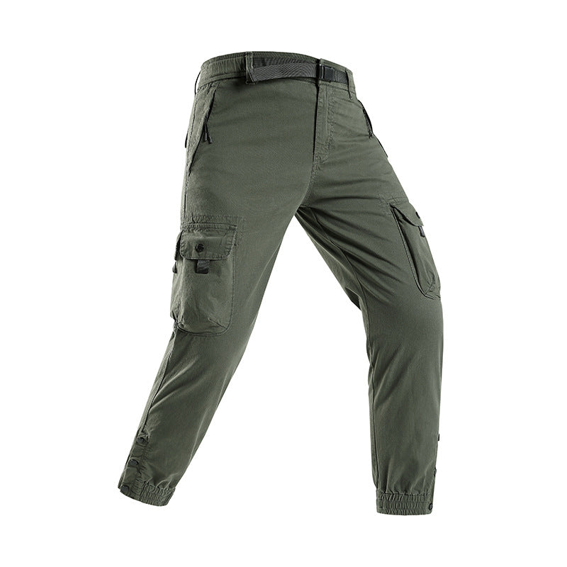 Men's technical utility cargo pants with integrated web belt, zippered pockets, and adjustable leg cuffs Mune Fashion