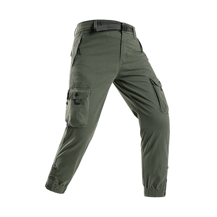 Men's technical utility cargo pants with integrated web belt, zippered pockets, and adjustable leg cuffs Mune Fashion