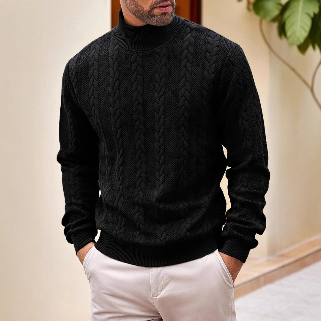 Men's High-Quality Knitted Sweater with Stand-Up Collar Mune Fashion
