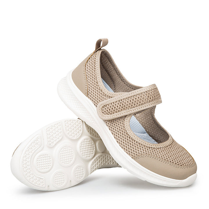 Women's Velcro-Strap Ballerina-Style Sneakers with Breathable Mesh Upper and Flexible Lightweight Sole Mune Fashion