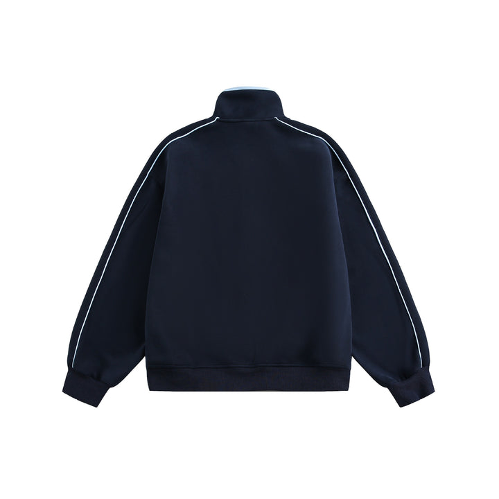 Women's Oversize Sweat Jacket with Stand-Up Collar and Two-Way Zipper Mune Fashion