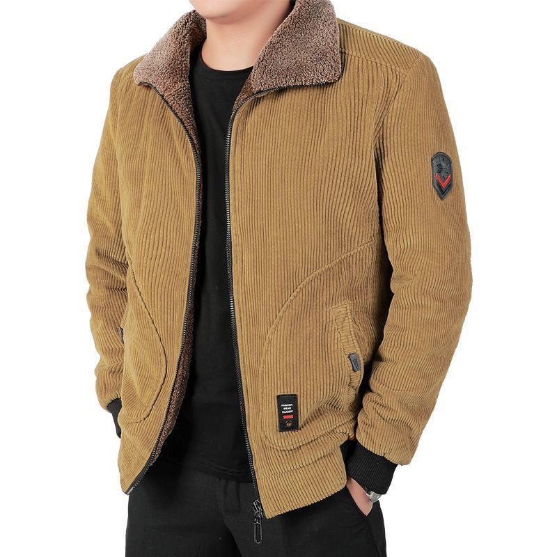 Men's corduroy blouson with sherpa collar, zipper and utility pockets Mune Fashion