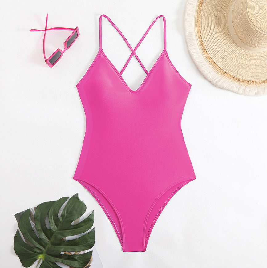 Women's sporty one-piece swimsuit with cross straps Mune Fashion