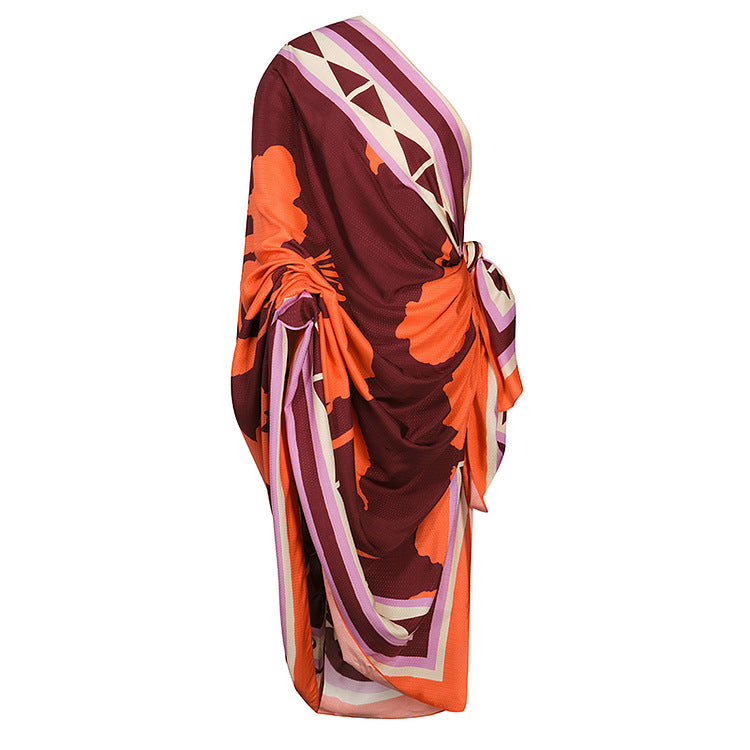 Women Elegant Asymmetric Swimsuit with Stylish Pattern Mune Fashion