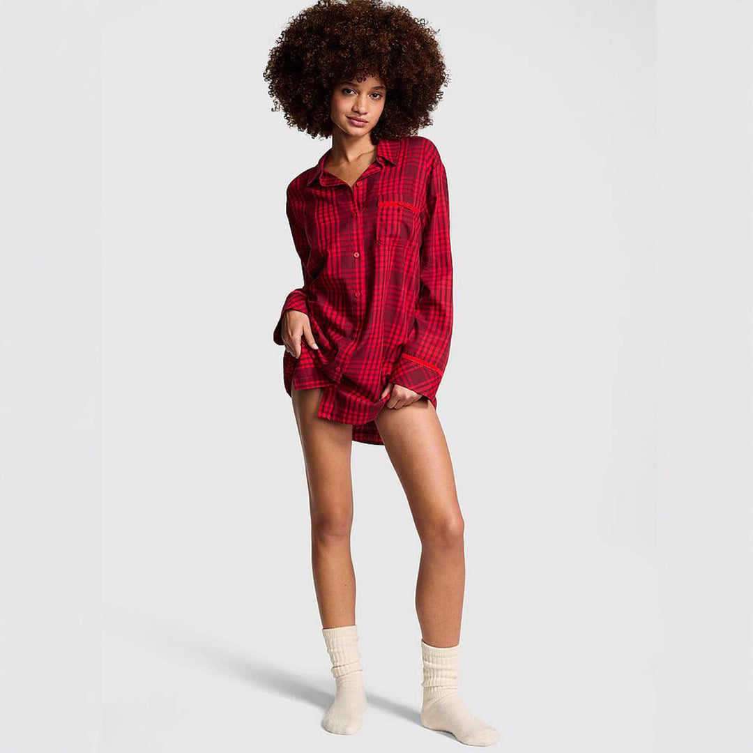 Women's Oversize Shirt Blouse in Striped Look with Chest Pocket and Cuff Turn-ups Mune Fashion