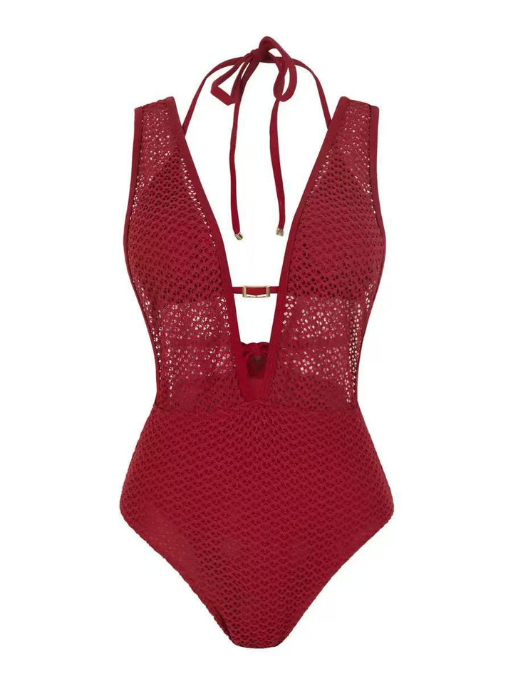 Women’s Mesh Swimsuit with Deep V-Neck Mune Fashion