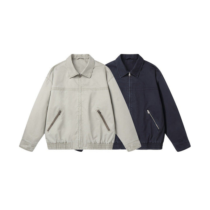 Men's short jacket in boxy cut made of canvas with diagonal zip pockets and elastic hem Mune Fashion