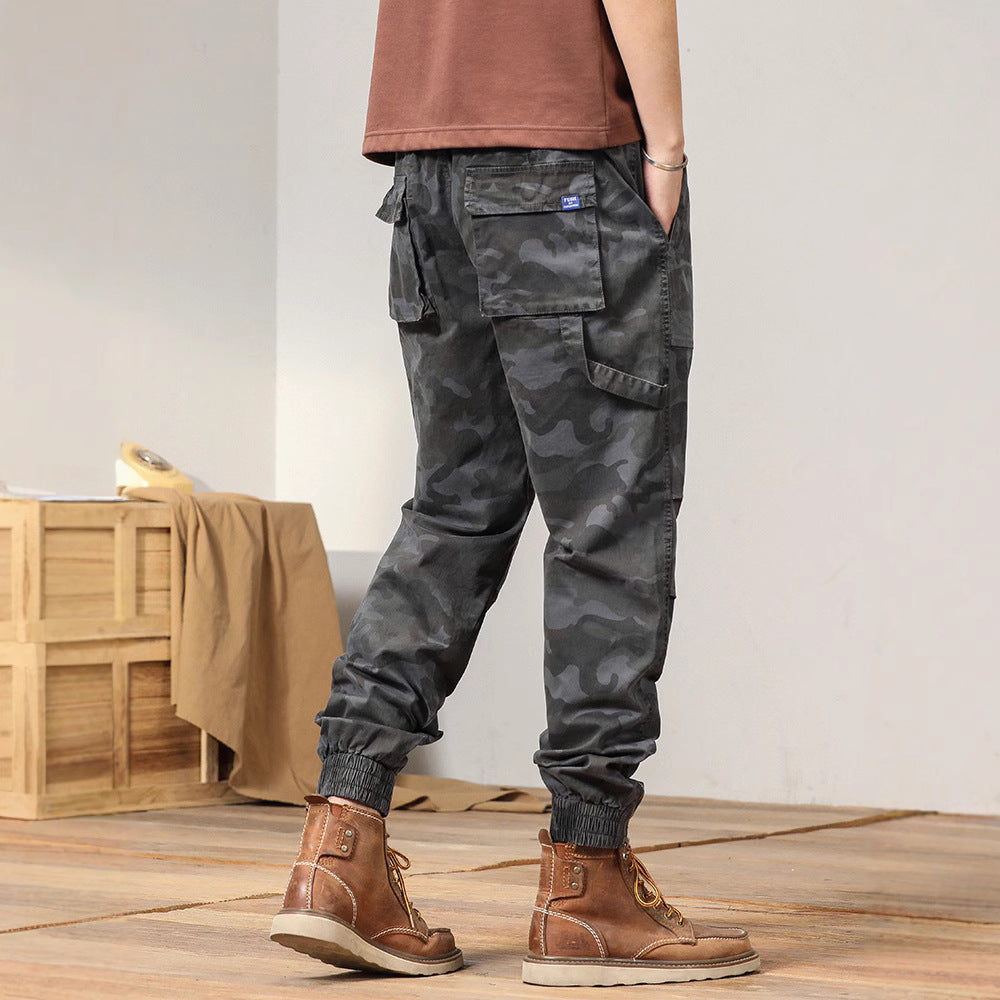 Herren Camouflage Utility-Joggerhose mit elastischem Tunnelzugbund, Kniefalten und Mehrfachtaschen Mune Fashion