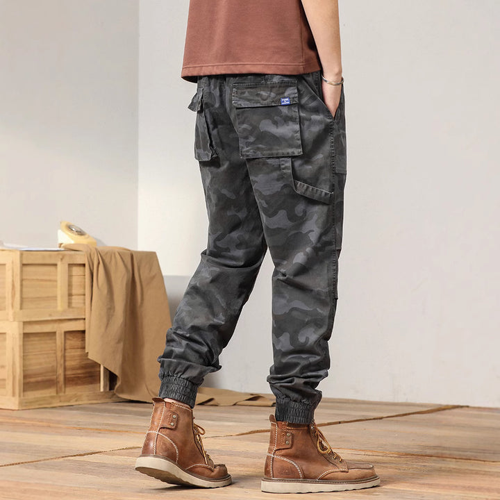 Herren Camouflage Utility-Joggerhose mit elastischem Tunnelzugbund, Kniefalten und Mehrfachtaschen Mune Fashion