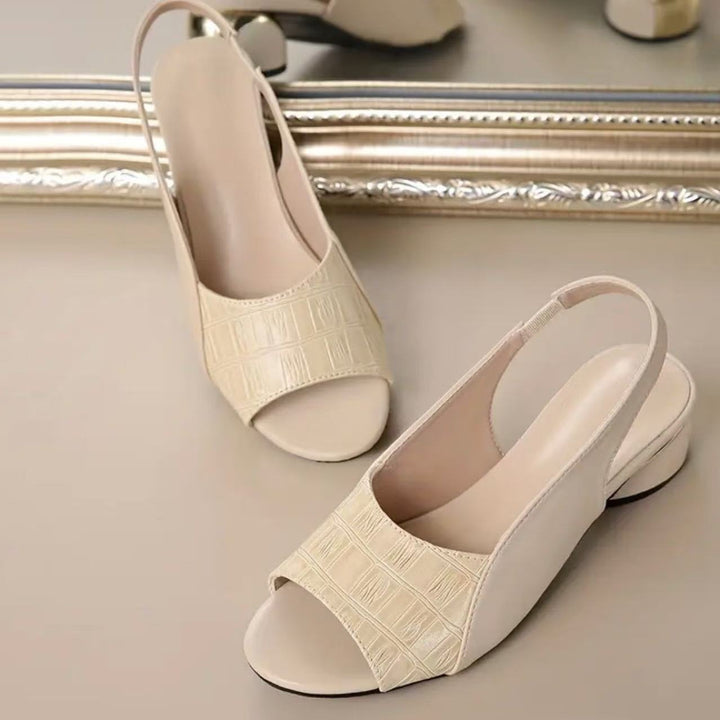 Women's slingback sandals with crocodile embossing and low block heel Mune Fashion