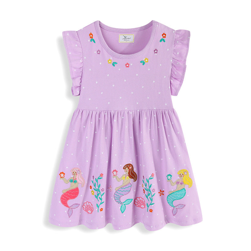 Girl Summer Dress with Enchanting Mermaid Embroidery Design Mune Fashion