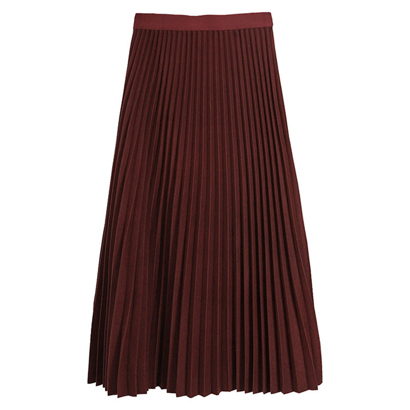Women's finely knitted pleated midi skirt with wide elastic comfort waistband and wrinkle-free structure Mune Fashion
