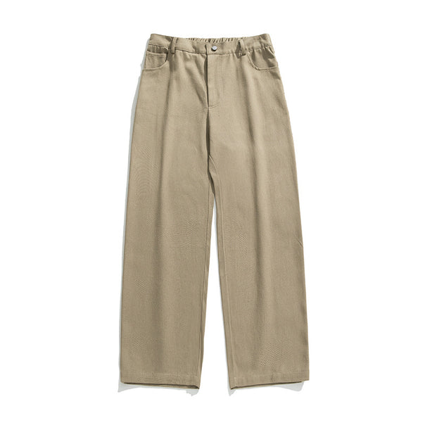 Women's Wide-Cut High-Waist Cotton Trousers with Elastic Back and Straight Leg Mune Fashion