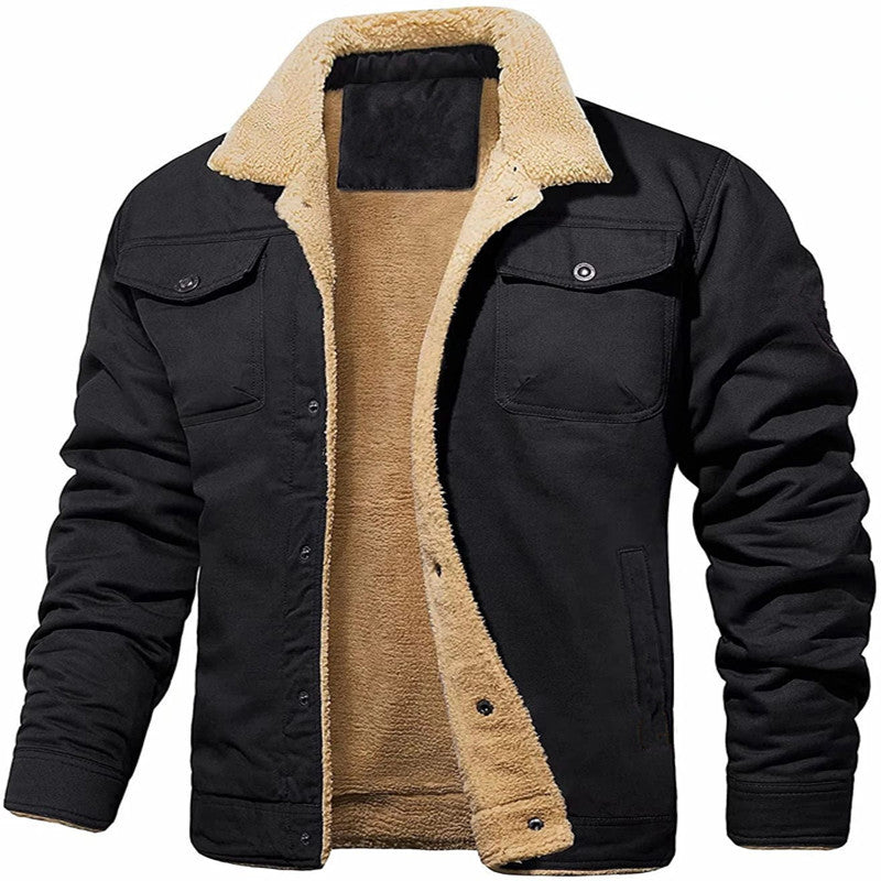 Men's shirt jacket in worker style with Sherpa lining and flap pockets Mune Fashion