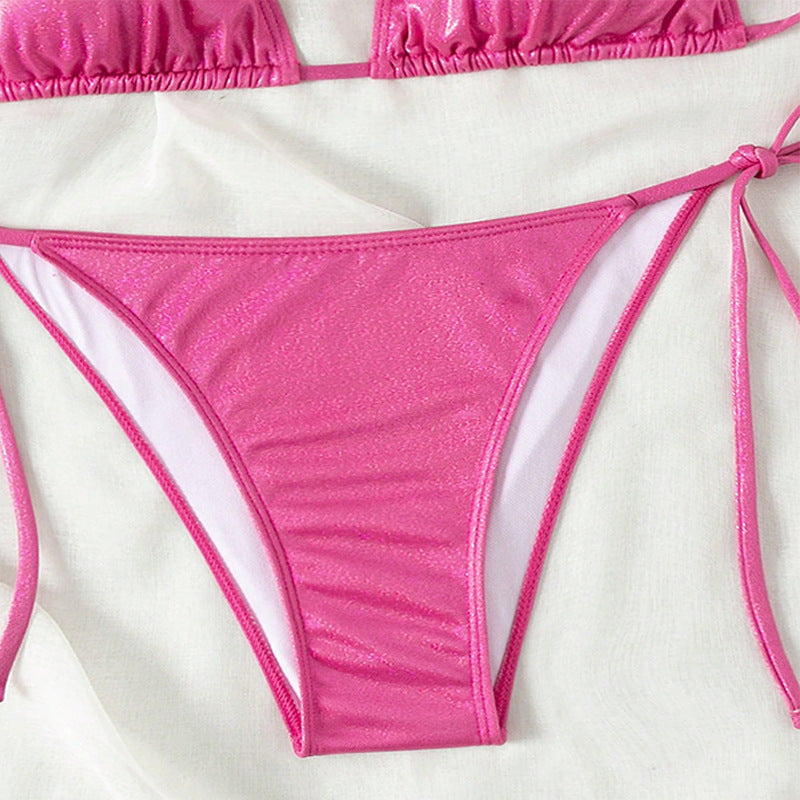 Women's triangle bikini with sparkling finish and adjustable ties Mune Fashion