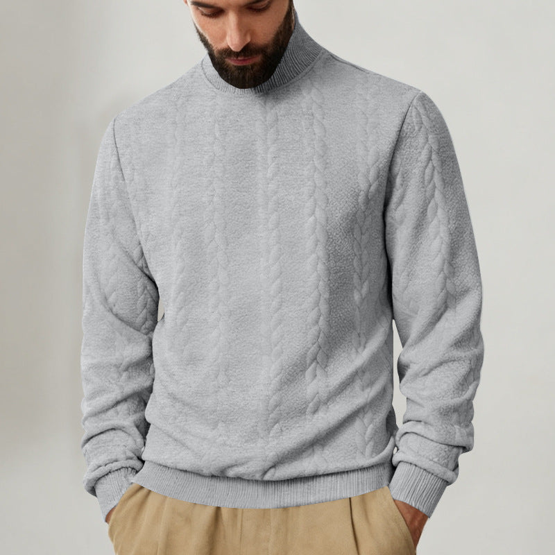Men's knitted pullover with stand-up collar, cable pattern, soft ribbed cuffs, and Regular Fit Mune Fashion