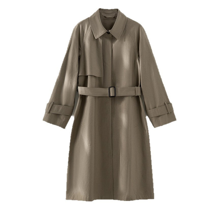 Women Classic Trench Coat with Belt and Storm Flap Mune Fashion