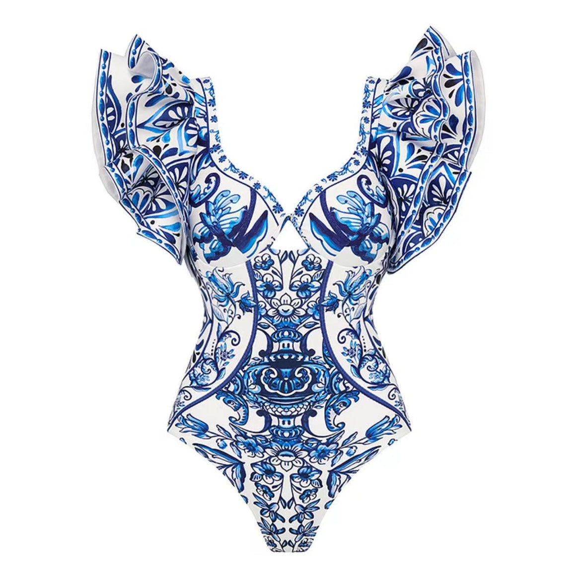 Women’s swimsuit set with voluminous ruffle details and elegant wrap skirt Mune Fashion