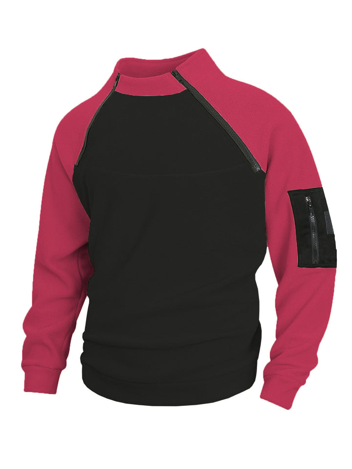 Men's nan technical fleece half-zip pullover with asymmetric shoulder zippers and zippered arm pocket Mune Fashion