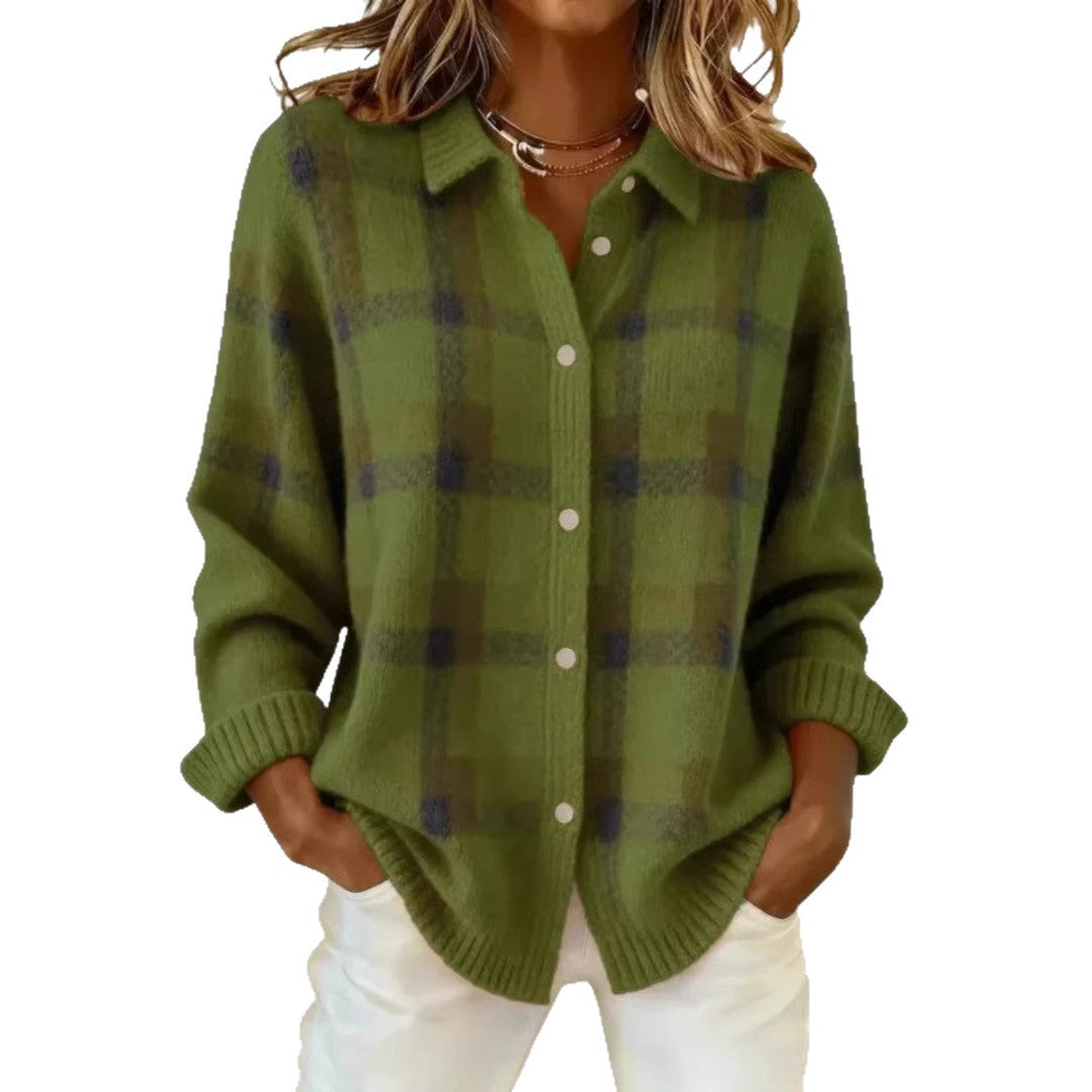 Women’s Fashion Checkered Cardigan