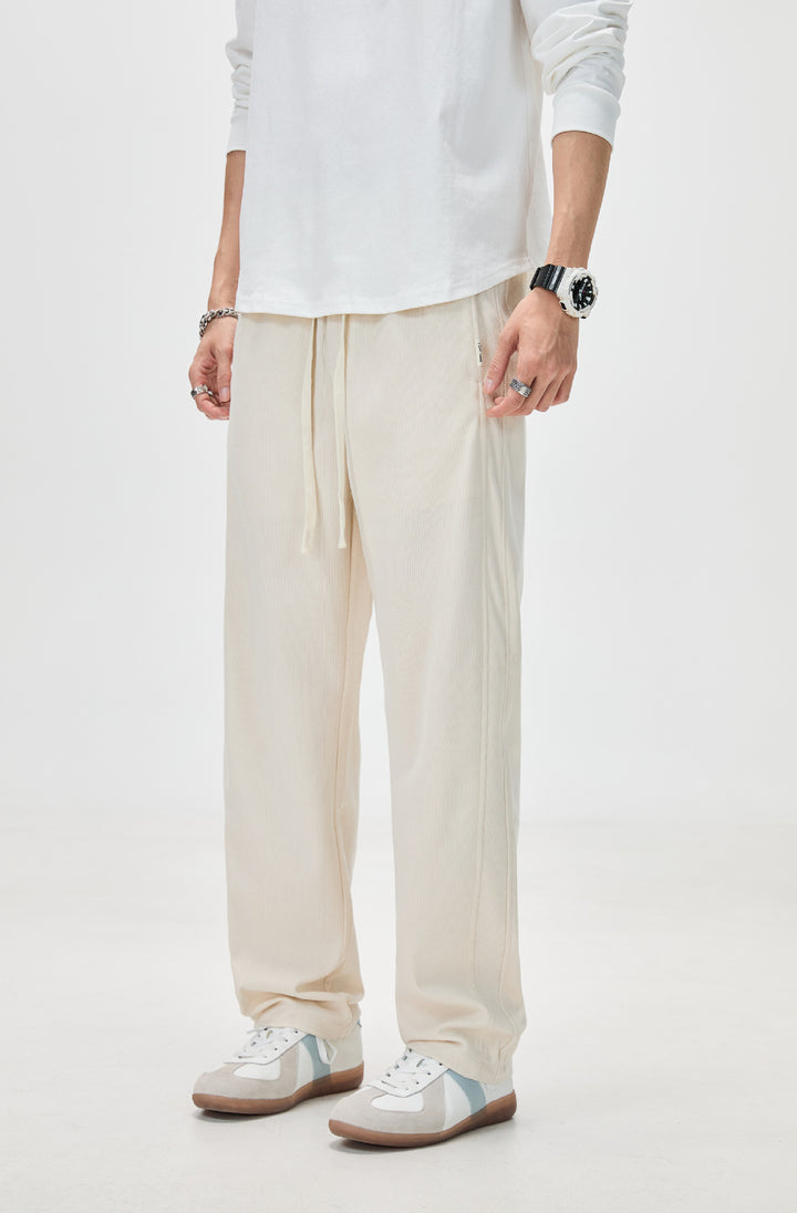 Men's Casual Corduroy Sweatpants with Drawstring and Straight Cut Mune Fashion