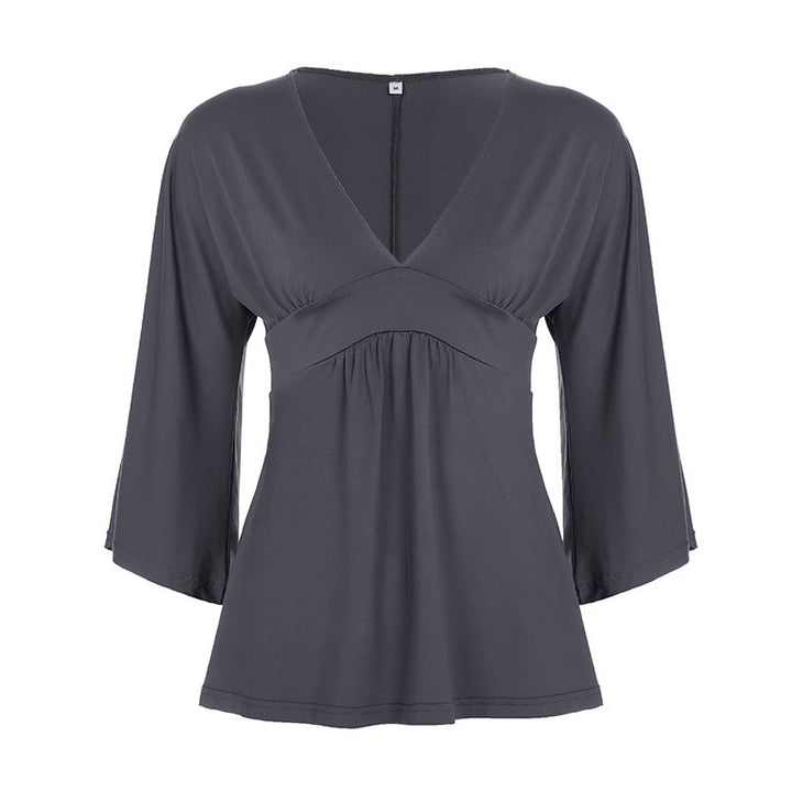 Women V-neck Tunic with Empire seam and 3/4 sleeves Mune Fashion