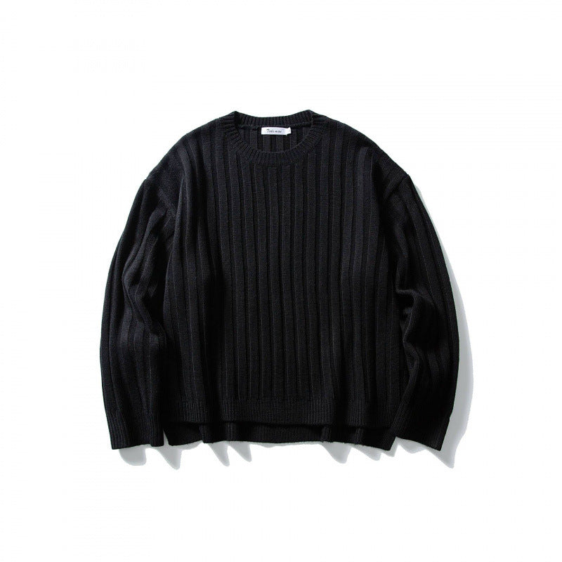 Unisex Grob Ribbed Oversize Knit Sweater with Round Neck and Extended Hem Mune Fashion