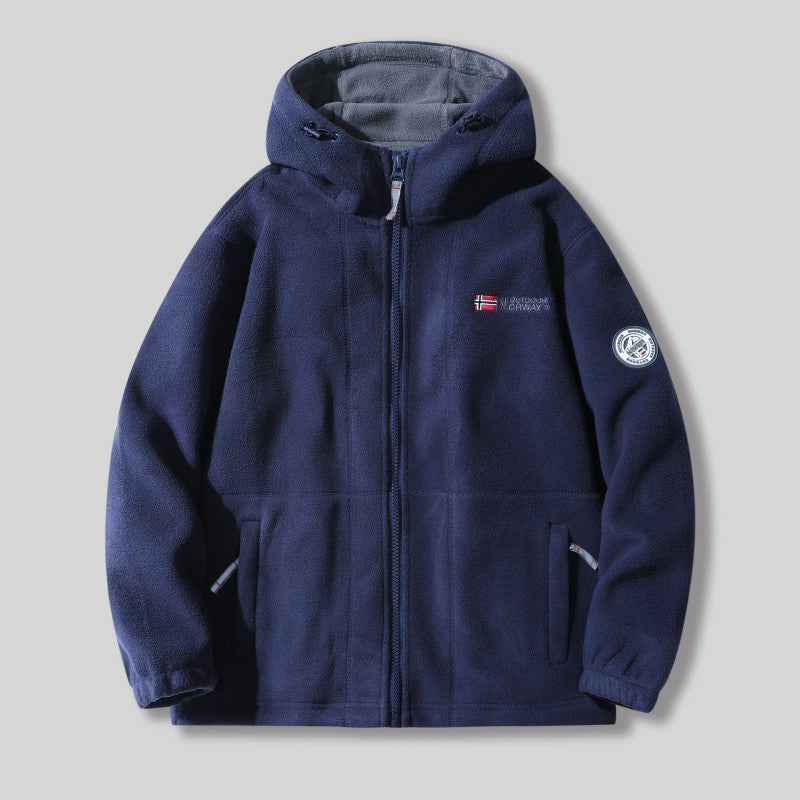Men's fleece hooded jacket with teddy lining, full zip and utility pockets Mune Fashion