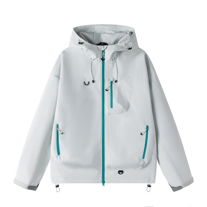 Men's Lightweight Tech Softshell Jacket with Hood, Adjustable Hem and Contrast Zippers Mune Fashion