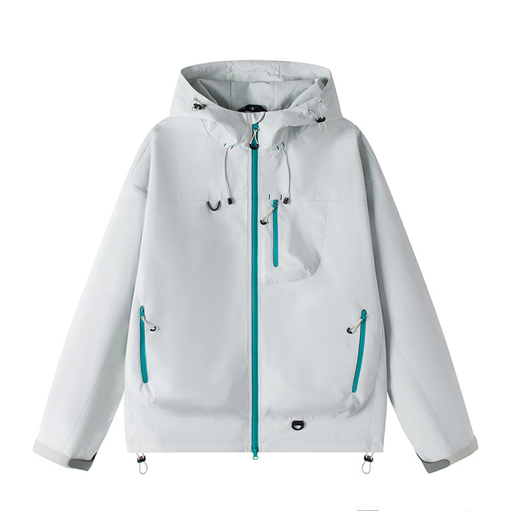 Men's Lightweight Tech Softshell Jacket with Hood, Adjustable Hem and Contrast Zippers Mune Fashion