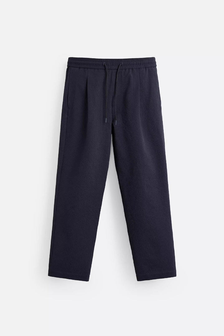 Men's Relaxed-Fit Pleated Trousers with Drawstring and Elastic Waist Mune Fashion