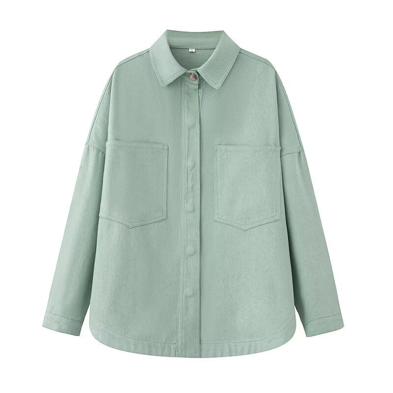 Women's Oversize Jeans Shirt Jacket in Boxy Cut with Patch Chest Pockets and Rounded Hem Mune Fashion