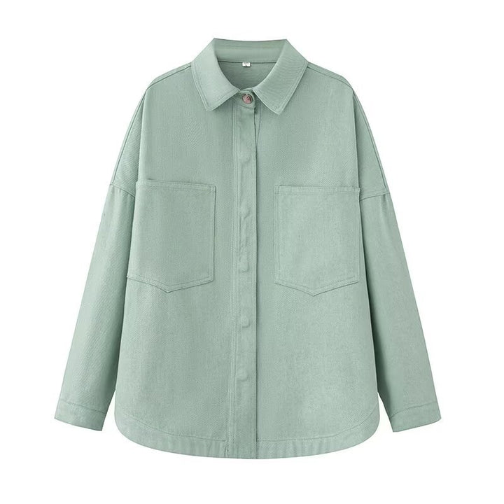 Women's Oversize Jeans Shirt Jacket in Boxy Cut with Patch Chest Pockets and Rounded Hem Mune Fashion