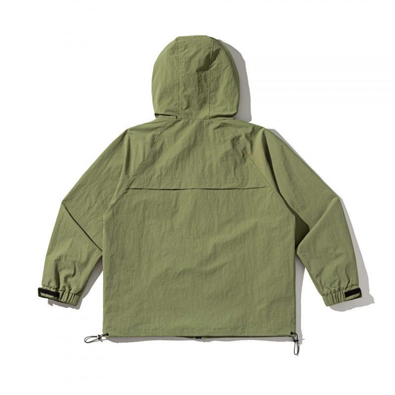 Unisex Technical Oversized Hooded Jacket with Mesh Ventilation Zones, Zipper and Drawstring Mune Fashion
