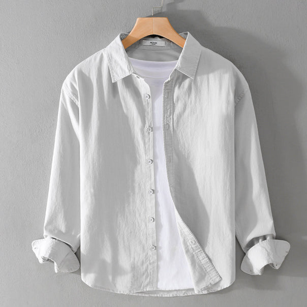 Men's Minimalist Lightweight Cotton Overshirt in Relaxed Fit with Curved Hem Mune Fashion