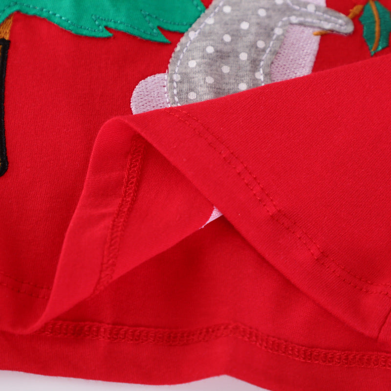 Girls' cotton dress with festive animal and Christmas tree design Mune Fashion
